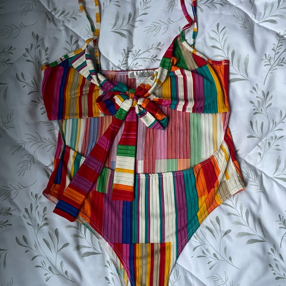 Colorful Striped Swimsuit